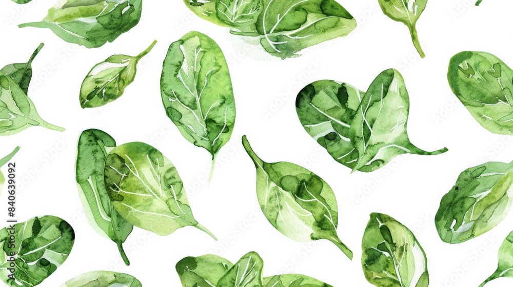 A whimsical set of watercolor leafy greens, each with a unique, cheerful expression seamless pattern A whimsical set of watercolor leafy greens, each with a unique, cheerful expression seamless pattern