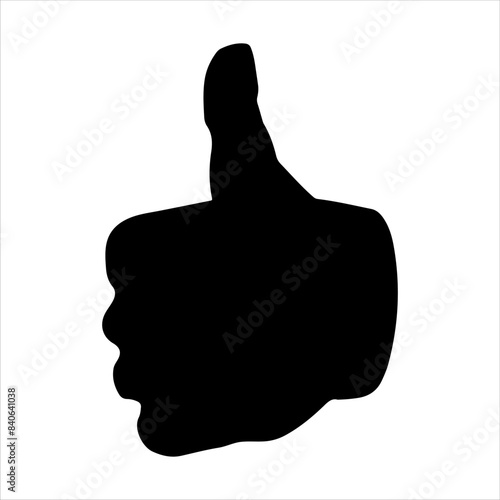 Black thumbs up silhouette isolated on white background. Thumbs up icon vector illustration design. photo