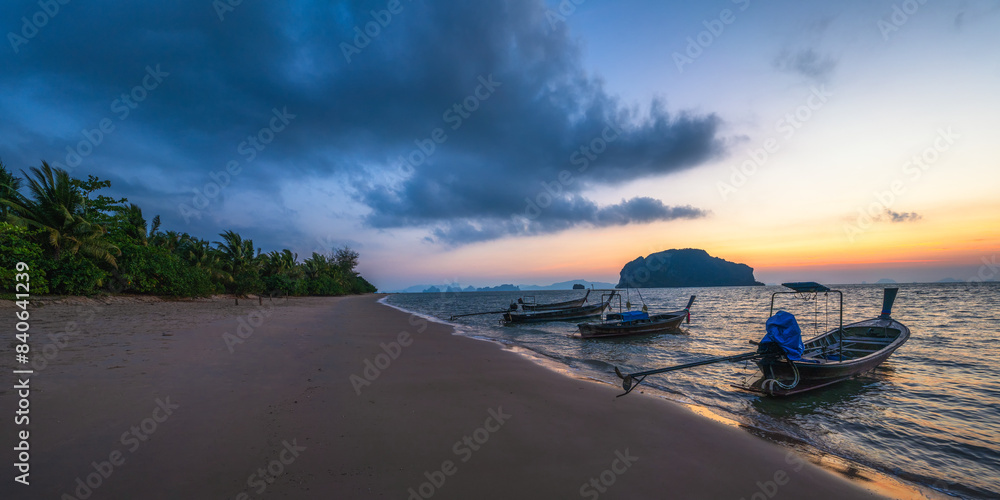 sunset at the beach on tropical island ko yai yai in thailand