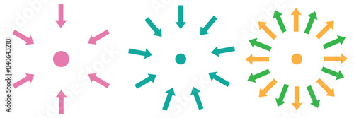 Arrows outward and arrow inward icon symbol vector illustration.