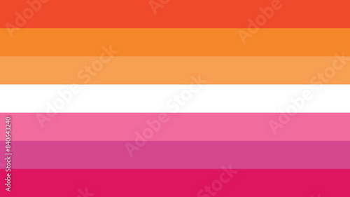 Lesbian Flag. Pride Flag. LGBT+ colored flag. Pattern. Pride Parade. Multicolored LGBT+ linear flag.