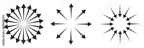 Inward arrow icon vector. Four Arrows icon sign symbol vector. Arrow pointing center vector icon illustration isolated on white background