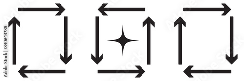 Arrows outward and arrow inward icon symbol vector illustration.