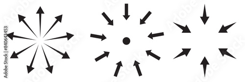 Inward arrow icon vector. Four Arrows icon sign symbol vector. Arrow pointing center vector icon illustration isolated on white background