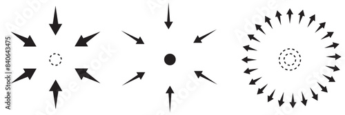 Inward arrow icon vector. Four Arrows icon sign symbol vector. Arrow pointing center vector icon illustration isolated on white background