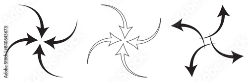 Inward arrow icon vector. Four Arrows icon sign symbol vector. Arrow pointing center vector icon illustration isolated on white background