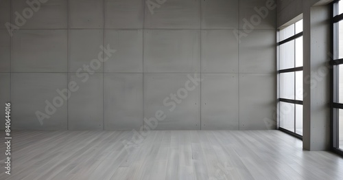 Concrete wall with wooden floor  empty room