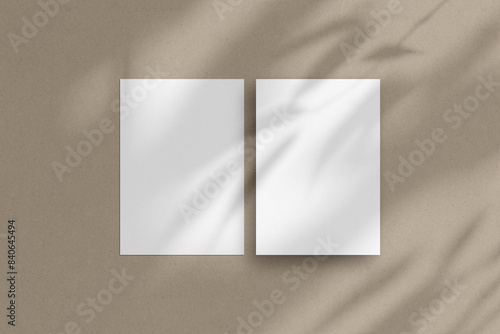 Two white vertical paper sheets mockup, A4/A5/A6 flyer mockup, paper, letter, invitation card.