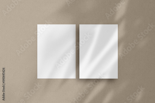 Two white vertical paper sheets mockup, A4/A5/A6 flyer mockup, paper, letter, invitation card.