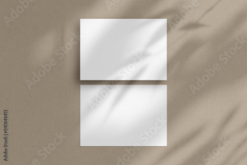 Two white horizontal paper sheets mockup, A4/A5/A6 flyer mockup, paper, letter, invitation card.