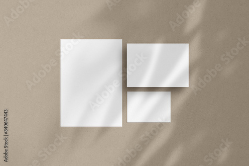 Three white paper sheets mockup, A4, A5, A6 papers, letters, invitation cards.