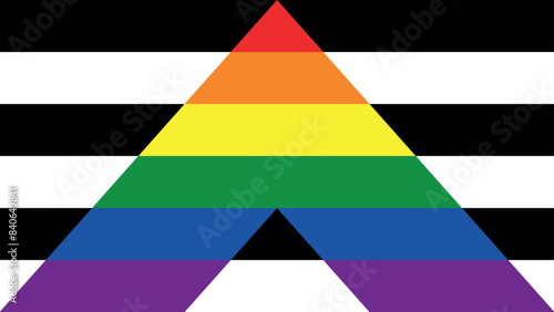 Straight Ally Flag. Pride Flag. LGBT+ colored flag. Pattern. Pride Parade. Multicolored LGBTQ+ linear flag.