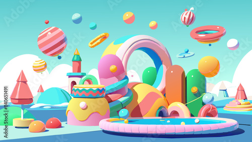 Vibrant Candyland Fantasy with Colorful Sweets and Whimsical Landscape