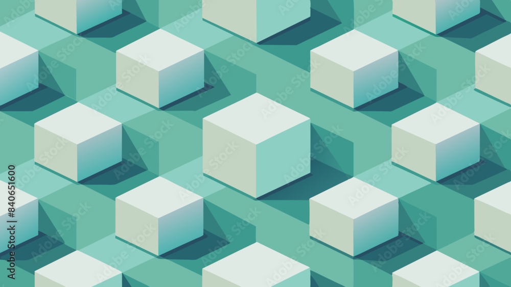 Geometric Pattern of 3D Cubes in Aqua Tones Geometric Pattern of 3D Cubes in Aqua Tones