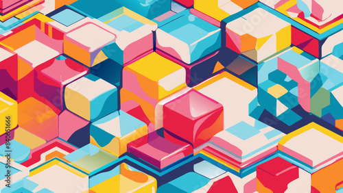 Colorful Abstract Geometric Background with Vibrant Cubes