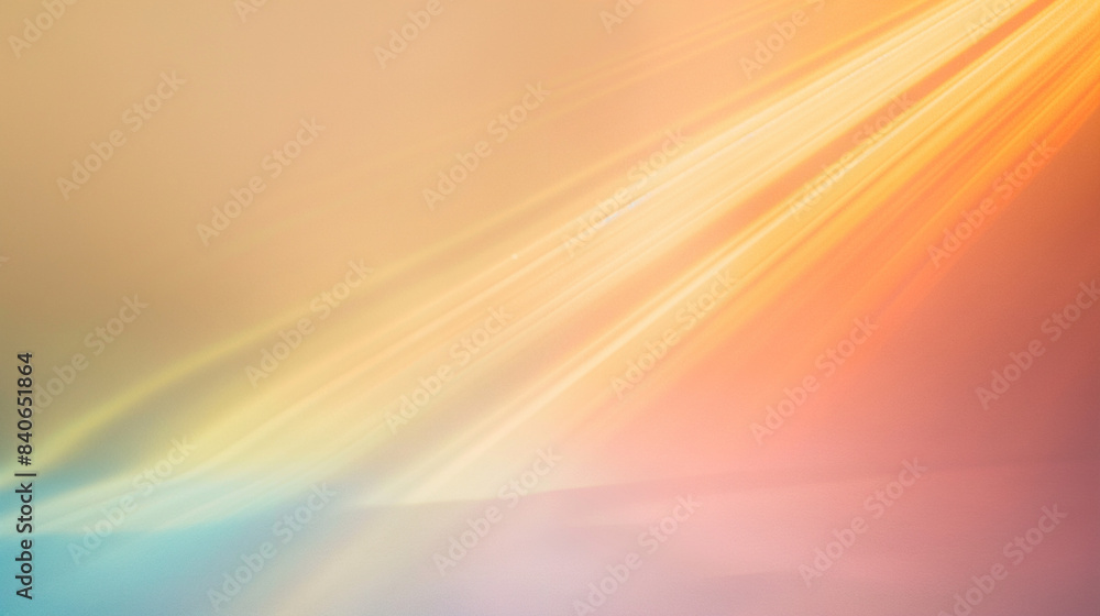 Abstract warm gradient light beams. Soft, ethereal rainbow light refractions with delicate, abstract holographic flares creating a dreamy overlay and shadows across a smooth, minimalist background Abstract warm gradient light beams. Soft, ethereal rainbow light refractions with delicate, abstract holographic flares creating a dreamy overlay and shadows across a smooth, minimalist background