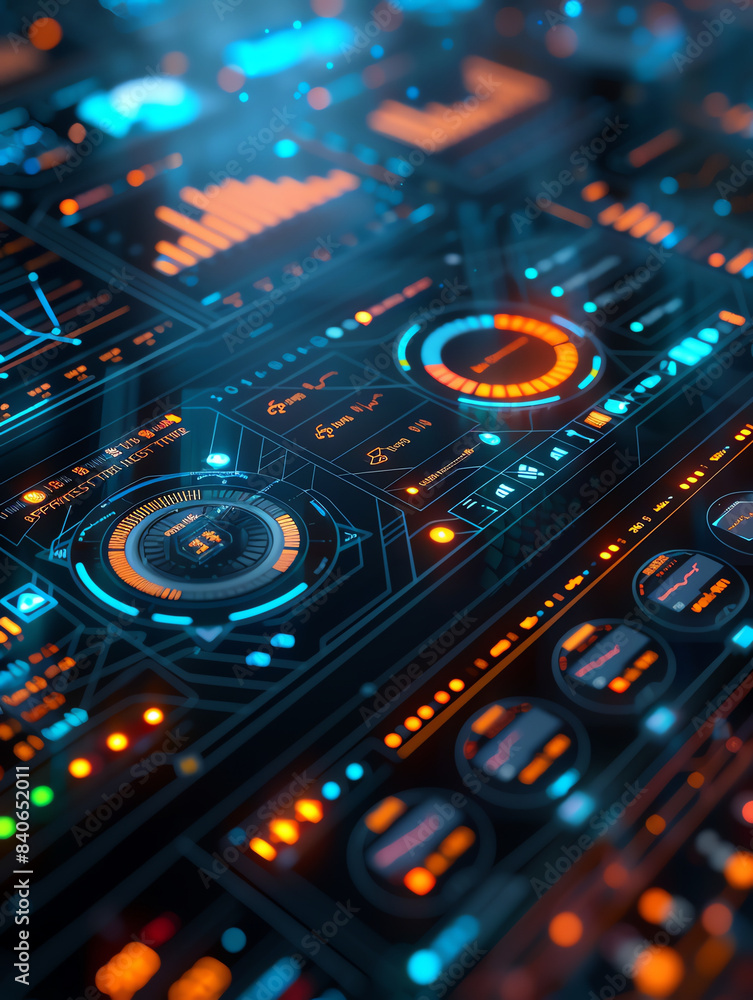 Futuristic spaceship control panel. Generative ai. Futuristic spaceship control panel. Generative ai.