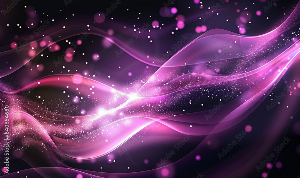Fototapeta premium Elegant Black and Pink Glowing Wavy Abstract Background