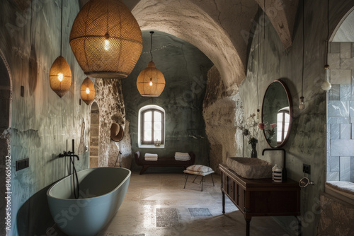 Modern organic bathroom in Mediterranean style 