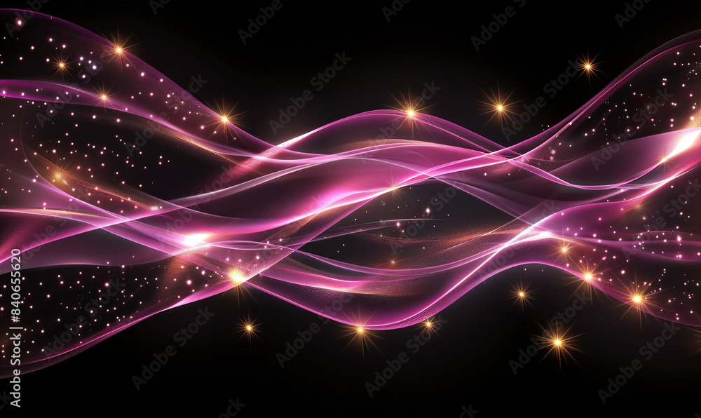 Fototapeta premium Elegant Black and Pink Glowing Wavy Abstract Background