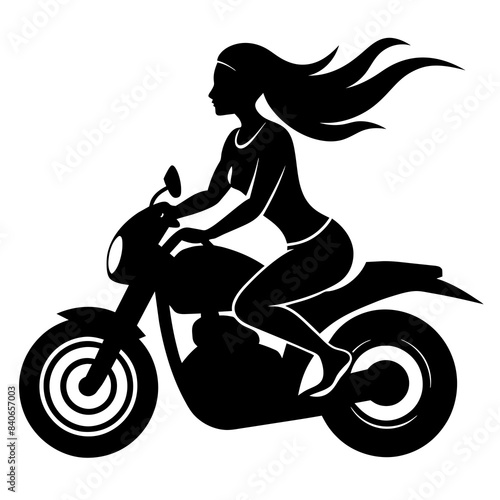 Lady biker Silhouette Vector Illustration