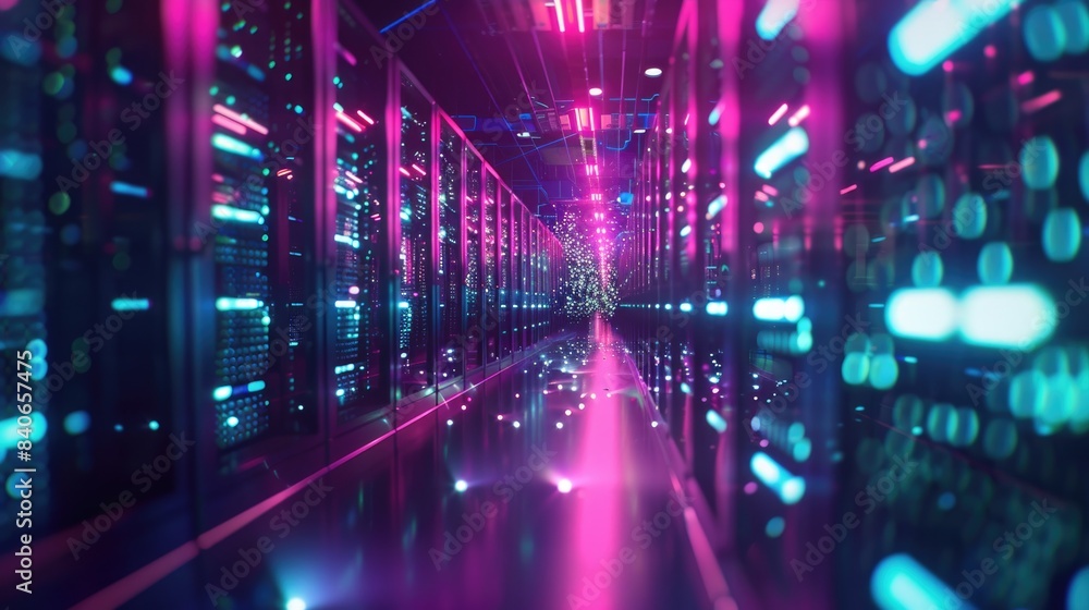 Server room processing data, intricate data flow, 3d, moody light, focus on server lights, ethereal, Multilayer, Hightech data center backdrop Server room processing data, intricate data flow, 3d, moody light, focus on server lights, ethereal, Multilayer, Hightech data center backdrop