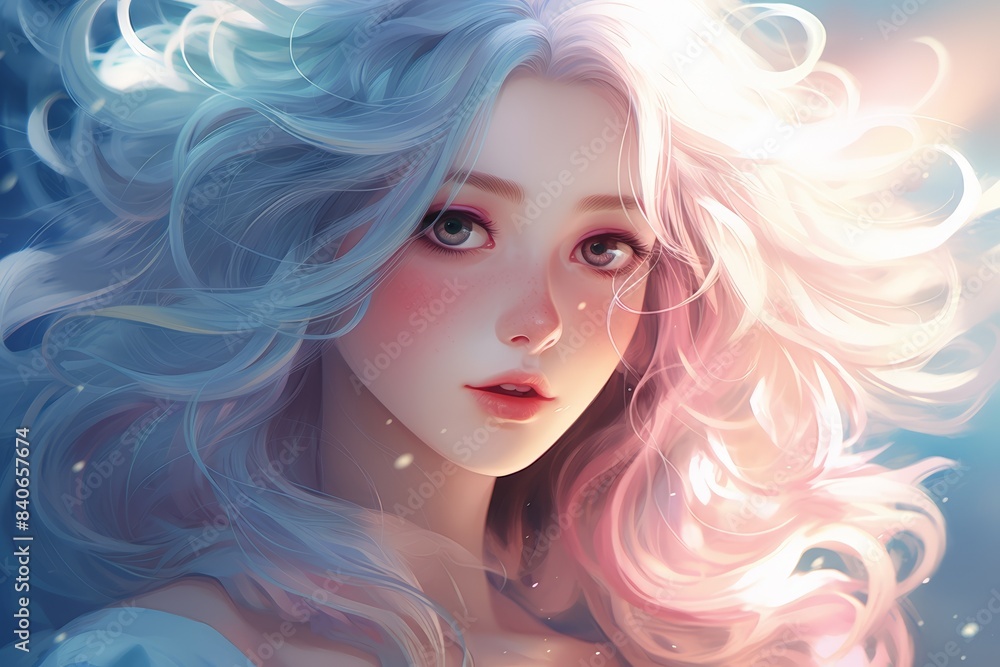 Beautiful anime girl with flowing hair, soft pastel colors, gentle lighting, close-up, dreamy background. Beautiful anime girl with flowing hair, soft pastel colors, gentle lighting, close-up, dreamy background.