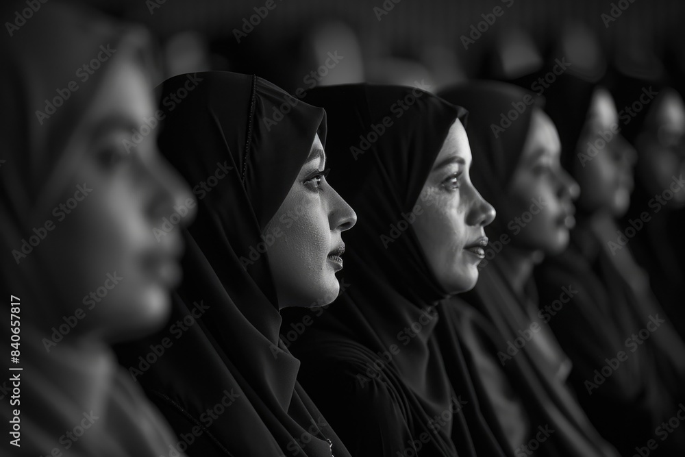 Black and white photo of a group of women, great for editorial use or as an illustration for various topics Black and white photo of a group of women, great for editorial use or as an illustration for various topics