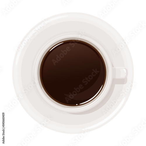 真上から見たコーヒーのイラスト_ソーサーあり