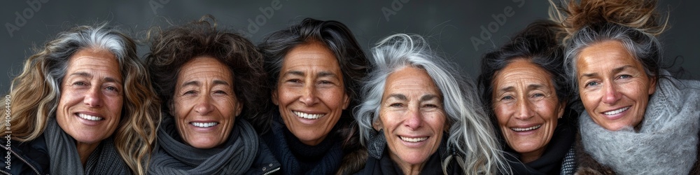 A diverse group of elderly women shares laughter and joy in outdoor togetherness. A diverse group of elderly women shares laughter and joy in outdoor togetherness.