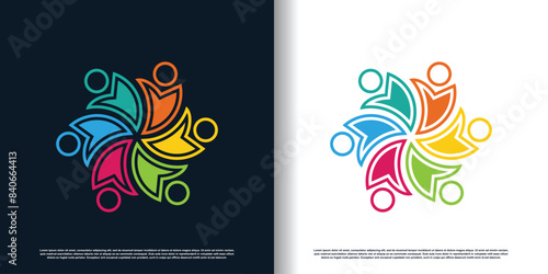 Team work logo design with modern creative style Premium Vector