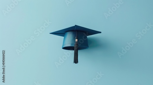 A blue graduation cap on a blue background