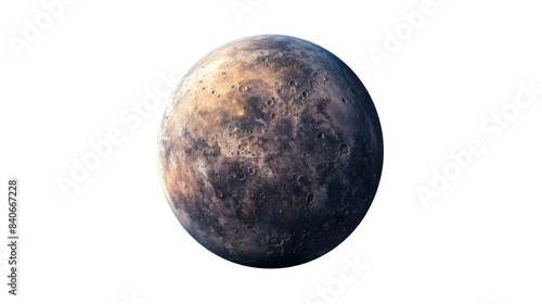 A close-up shot of a planet on a white background, perfect for use in space-themed illustrations and designs