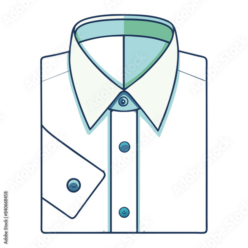  A white dress shirt with a blue collar.