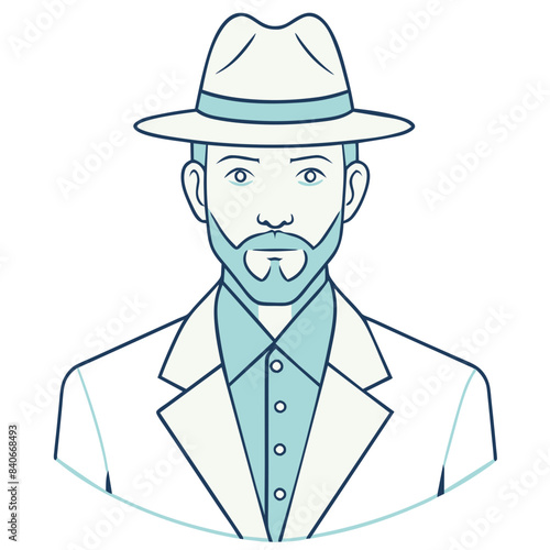 vector portrait of a dapper gentleman wearing a hat and suit.
