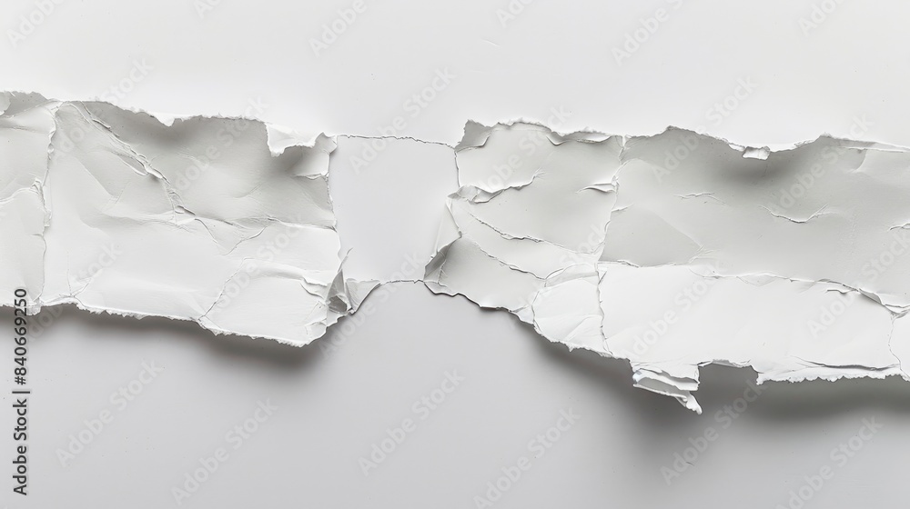 close up of a white ripped piece of paper on white background close up of a white ripped piece of paper on white background