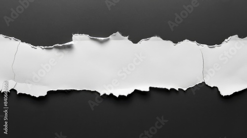 torn piece of white paper on black background