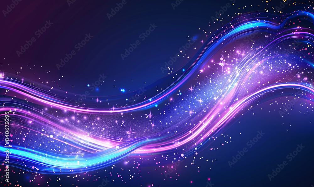 Fototapeta premium Elegant Blue and Purple Glowing Wavy Abstract Background