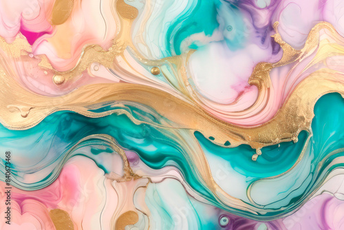 Wallpaper Mural abstract background liquid paints mixed colors, swirling waves imitation of marble Torontodigital.ca