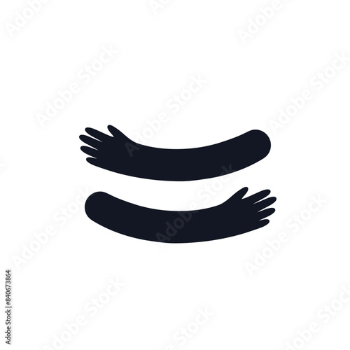 Hug hands logo icon sign Cute cartoon design Mercy concept Decorative element Doodle linear abstract style Fashion print for clothes greeting invitation card flyer banner poster cover brochure book ad