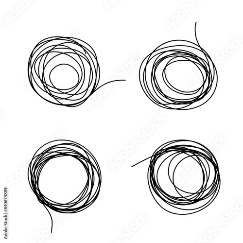 Tangled scribble logo icon sign Hand drawn ink sketch Decorative scrapbooking element Doodle abstract design style Fashion print for clothes greeting invitation card flyer banner poster cover book ad