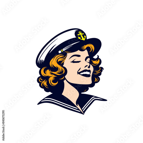 pinup girl as navy seal smile pose illustration vector retro vintage