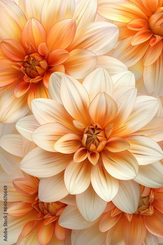 Obraz premium Close-Up of Translucent Peach and Cream Dahlia Petals