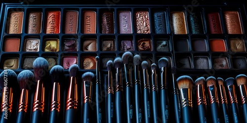 A close-up photo of a set of makeup brushes and an eye shadow palette