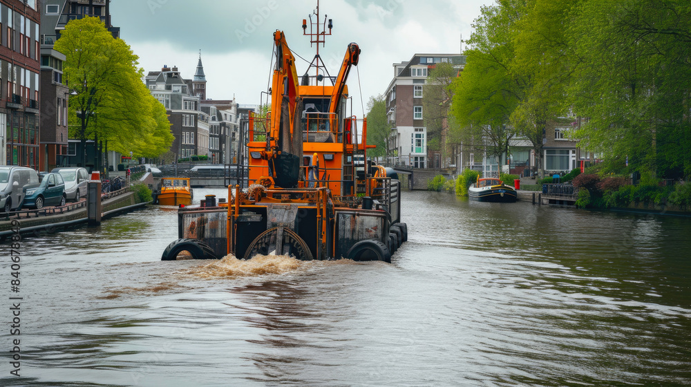 Canal Care: Dredging Barge at Work Canal Care: Dredging Barge at Work