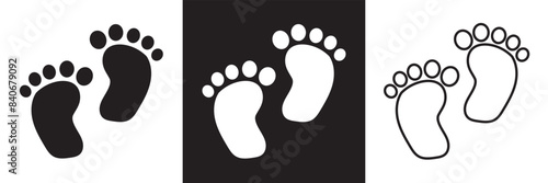 Baby footprint silhouettes. Baby feet vector icon. Newborn barefoot icons. footprint, newborn, kids feet sign. Vector 10 eps.