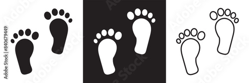 Baby footprint silhouettes. Baby feet vector icon. Newborn barefoot icons. footprint, newborn, kids feet sign. Vector 10 eps.