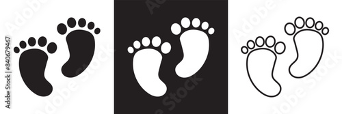 Baby footprint silhouettes. Baby feet vector icon. Newborn barefoot icons. footprint, newborn, kids feet sign. Vector 10 eps.