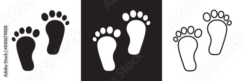 Baby footprint silhouettes. Baby feet vector icon. Newborn barefoot icons. footprint, newborn, kids feet sign. Vector 10 eps.
