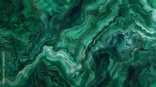 A rich gradient of deep greens swirling together on a sleek surface mimicking the appearance of polished jade